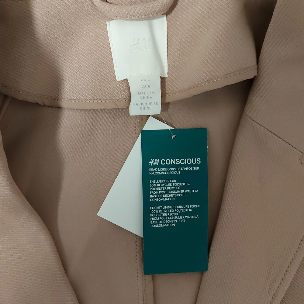 H&M Conscious Pink Topper Coat Single Button Long Sleeve Notch Lapel Duster Coat - Picture 5 of 5